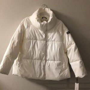 Calvin Klein puffer shiny jacket oversized collar